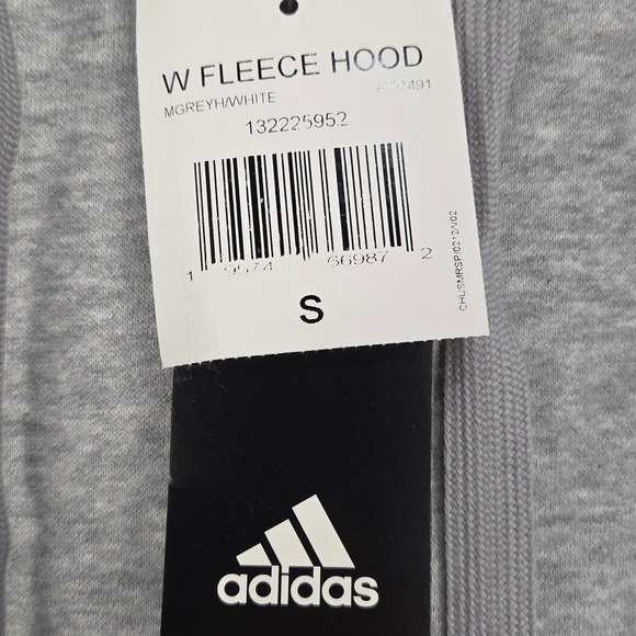 Adidas Hoodie Womens Small Gray Fleece Pullover Sweatshirt Athletic Casual NWT - Picture 5 of 9